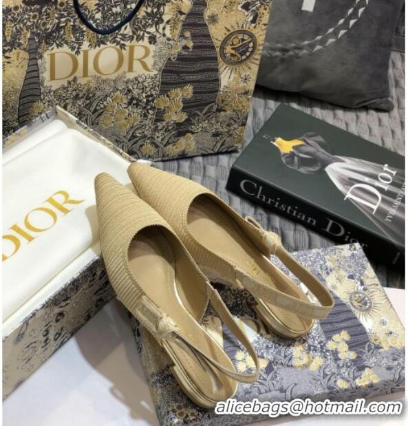 Best Price Dior J'Adior Slingback Flat Ballerinas in Metallic Thread Embroidered Cotton Gold 2020