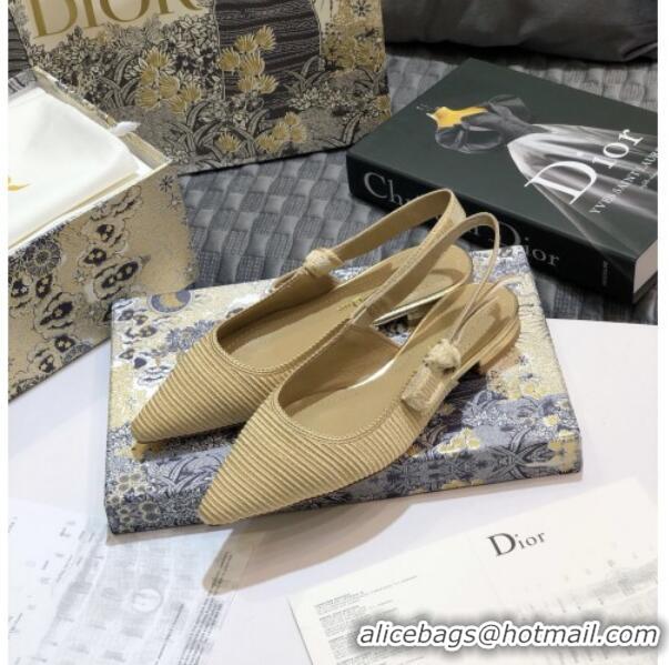 Best Price Dior J'Adior Slingback Flat Ballerinas in Metallic Thread Embroidered Cotton Gold 2020