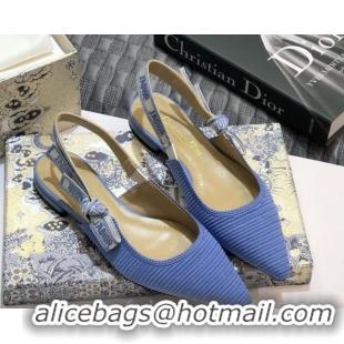 Discount Dior J'Adior Slingback Flat Ballerinas in Metallic Thread Embroidered Cotton 92522 Blue 2020