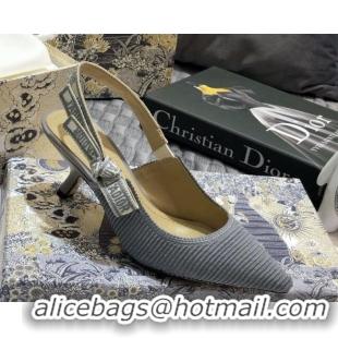 Grade Dior J'Adior Slingback Pumps 65mm in Metallic Thread Embroidered Cotton 92524 Grey 2020