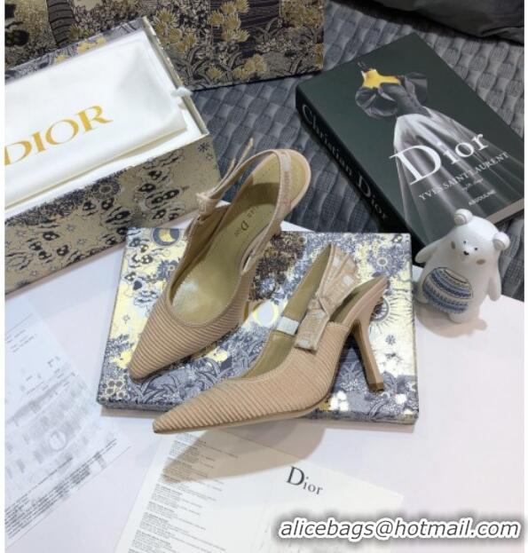 Discount Dior J'Adior Slingback Pumps 95mm in Metallic Thread Embroidered Cotton 92526 Nude 2020