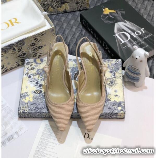 Hot Style Dior J'Adior Slingback Pumps 65mm in Metallic Thread Embroidered Cotton 92527 Nude 2020