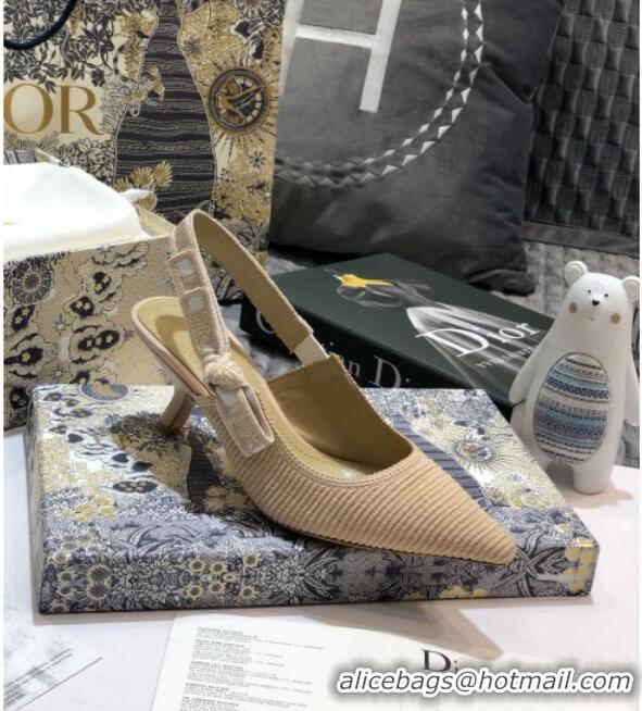 Hot Style Dior J'Adior Slingback Pumps 65mm in Metallic Thread Embroidered Cotton 92527 Nude 2020