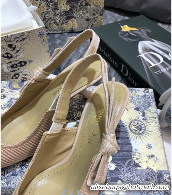 Hot Style Dior J'Adior Slingback Pumps 65mm in Metallic Thread Embroidered Cotton 92527 Nude 2020