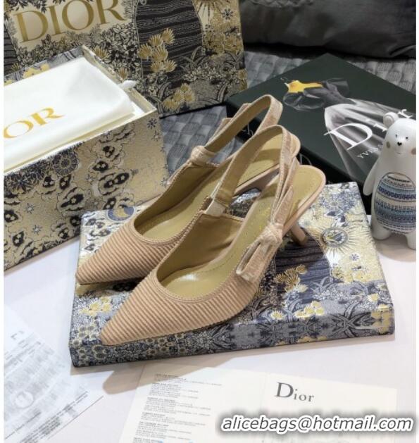 Hot Style Dior J'Adior Slingback Pumps 65mm in Metallic Thread Embroidered Cotton 92527 Nude 2020