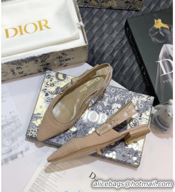 Elegant Dior J'Adior Slingback Flat Ballerinas in Metallic Thread Embroidered Cotton 92528 Nude 2020