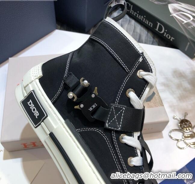 Charming Dior B23 Nylon High-top Sneakers with Cross Straps 92529 Black 2020