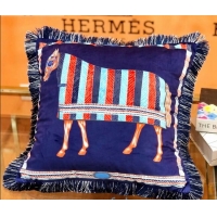 Good Looking Hermes Horse Throw Pillow 45x45cm H2082418 Deep Blue 2020