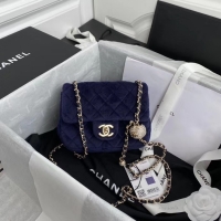 Luxury Discount Chanel Original Small velvet flap bag AS1115 royal blue