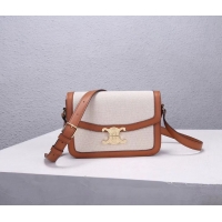 Grade Celine TEEN TRIOMPHE BAG IN TRIOMPHE CANVAS AND CALFSKIN CL87368 white