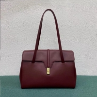 Luxury Celine LARGE SOFT 16 BAG IN SUPPLE GRAINED CALFSKIN 194043 Burgundy