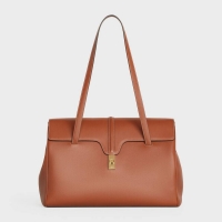 Stylish Celine LARGE SOFT 16 BAG IN SUPPLE GRAINED CALFSKIN 194043 Brown