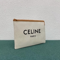 Purchase Celine CLUTCHES LARGE POUCH IN COTTON WITH CELINE PRINT AND CALFSKIN 10B802B BROWN