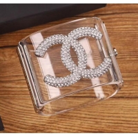 Low Price Chanel Transparent Resin Crystal CC Cuff Bracelet CC0553 2019