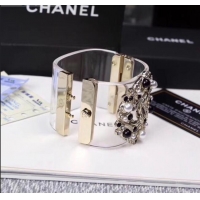 Low Cost Chanel Resin CC Bloom Crystal Cuff Bracelet CC1635 Black 2019