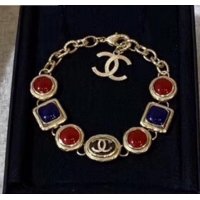 Good Looking Chanel Resin Stone Bracelet AB2981 Burgundy/Blue 2019