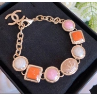 Best Price Chanel Resin Stone Bracelet AB2981 Pink/Orange 2019