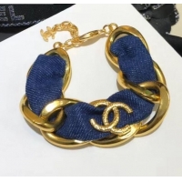 Luxury Discount Chanel Denim Bracelet AB3351 Blue/Gold 2020