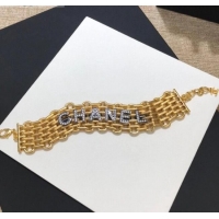 Most Popular Chanel Wide Metal Chain Bracelet AB4189 Gold 2020