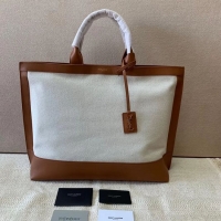 Good Product Yves Saint Laurent CANVAS tote bag Y615719 brown&white