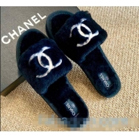 Trendy Design Chanel Wool Flat Sandals CC0602 Blue/White 2020