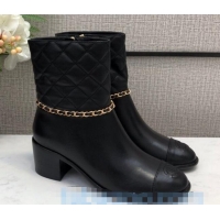 Reproduction Chanel Quilted Lambskin Chain CC Short Boots G35091 Black 2020