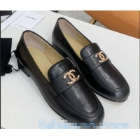 Low Cost Chanel Lambskin Crystal CC Loafers G80626 Black 2020