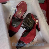 Shop Discount Chanel Suede Pumps with Bow 80MM G36360 Burgundy 2020