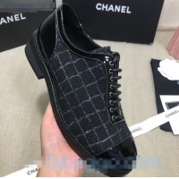 Buy Cheap Chanel Checked Tweed and Patent Calfskin Lace-ups Shoes G36208 Black/White 2020