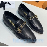 Cheapest Chanel Calfksin Chain Charm Loafers G36420 Black 2020