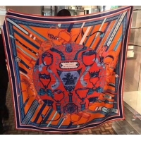 Luxury Style Hermes Silk Print Square Scarf 140x140cm HE02 Orange 2020