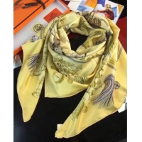 Pretty Style Hermes Silk Print Square Scarf 140x140cm HE03 Yellow 2020