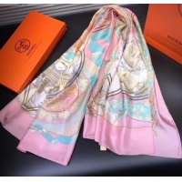 Low Price Hermes Silk Print Square Scarf 140x140cm HE04 Pink 2020