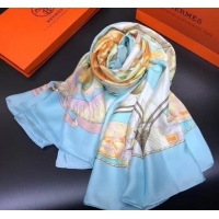 Best Price Hermes Silk Print Square Scarf 140x140cm HE05 Blue 2020