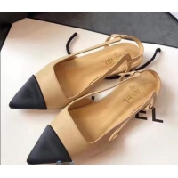 Good Taste Chanel Lambskin Flat Slingbacks C81801 Beige 2020