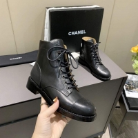 New Design Chanel Calfskin Lace-Ups Ankle Boots G34959 Black 2020