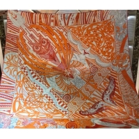 Comfortable Hermes Silk and Cashmere Square Scarf 140x140cm H2080805 Orange 2020