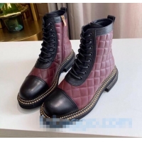 Discount Chanel Quilted Calfskin Chain Side Ankle Boots C3118 Burgundy 2020