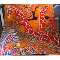 Luxurious Hermes Silk and Cashmere Square Scarf 140x140cm H2081001 Orange 2020