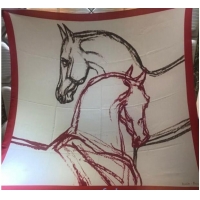 Fashion Hermes Horse Silk & Cashmere Square Scarf 140x140cm H2081010 Beige 2020