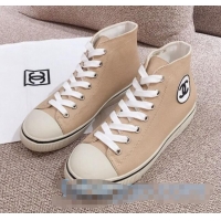 Buy Cheap Chanel Canvas High-Top Sneakers C0901 Beige 2020