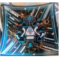 Sumptuous Hermes Silk and Cashmere Square Scarf 140x140cm H2081015 Peacock Blue 2020