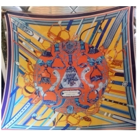 Grade Hermes Silk and Cashmere Square Scarf 140x140cm H2081017 Orange/Yellow 2020