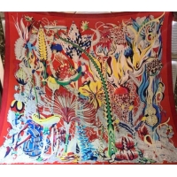 Stylish Hermes Silk and Cashmere Square Scarf 140x140cm H2081021 Red 2020