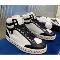 Best Quality Chanel Chain Charm High-top Sneakers C0939 White 2020