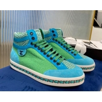 Top Quality Chanel Chain Charm High-top Sneakers C0939 Green 2020