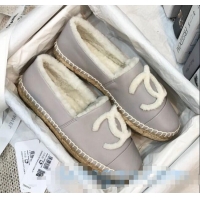 New Product Chanel Lambskin Wool CC Flat Espadrilles C0922 Gray 2020