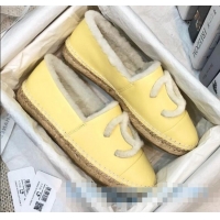 Discount Chanel Lambskin Wool CC Flat Espadrilles C0922 Yellow 2020