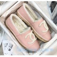 Buy Discount Chanel Lambskin Wool CC Flat Espadrilles C0922 Pink 2020