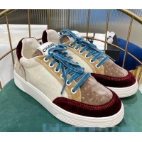 Low Price Chanel Velvet Sneakers G36295 White/Burgundy/Gray 2020